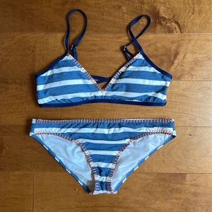 Splendid Blue Stripe Bikini Set
